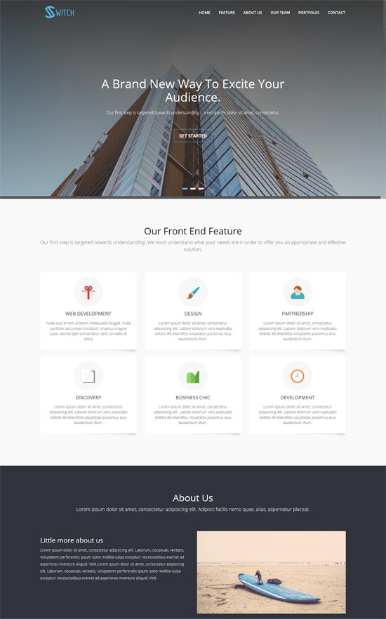 switch free onepage business wordpress theme