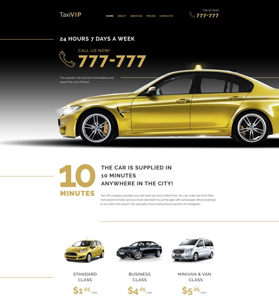 taxi vip website template