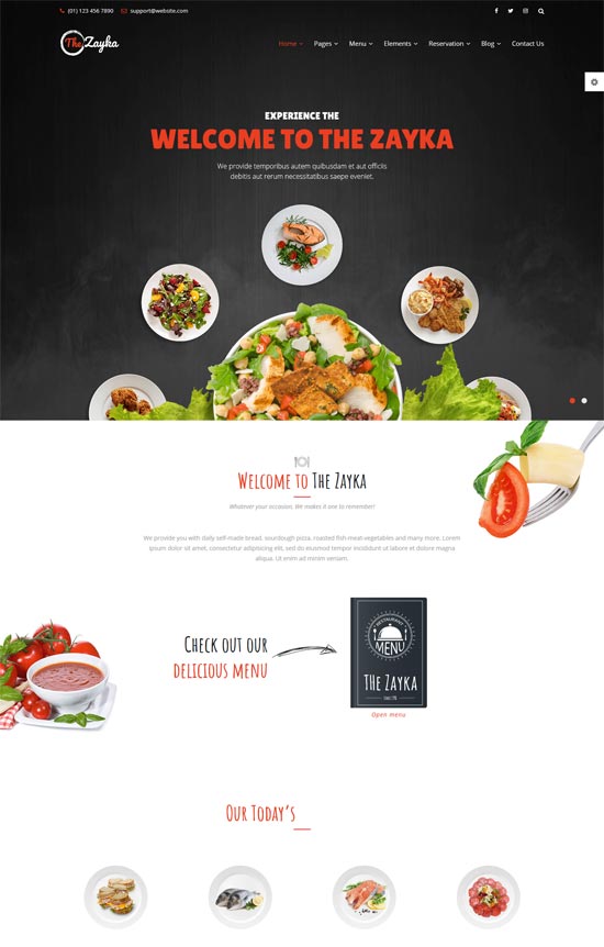 the zayka restaurant food cafe html5 template 
