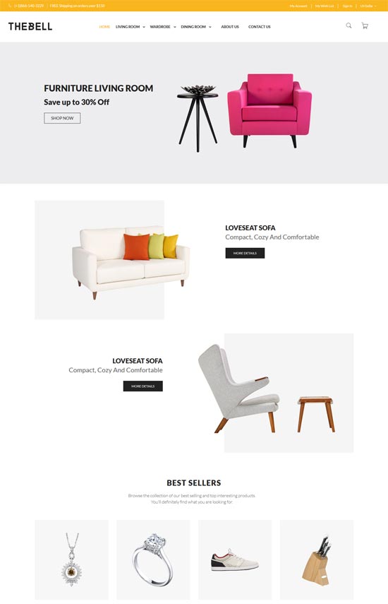 thebell furniture store magento theme 