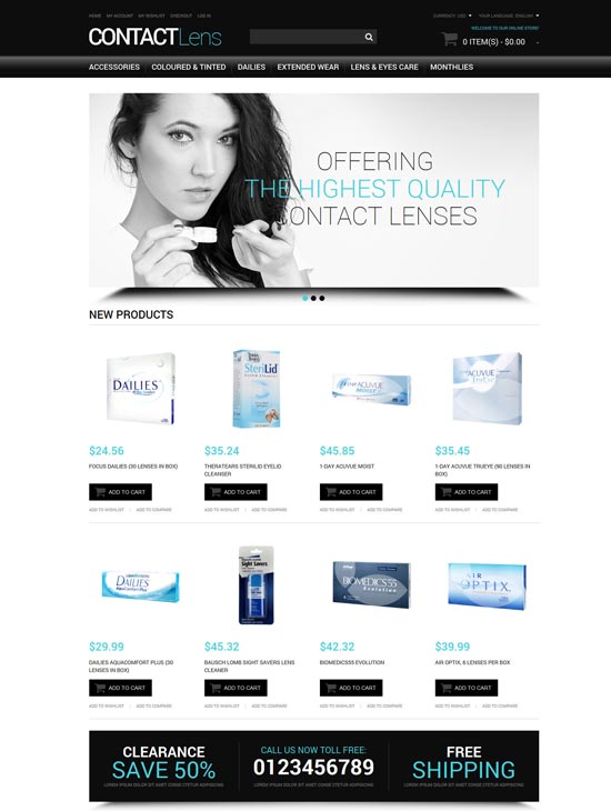 vision contact lenses magento theme