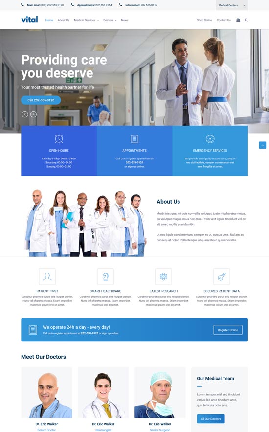 vital health medical wordpress theme 