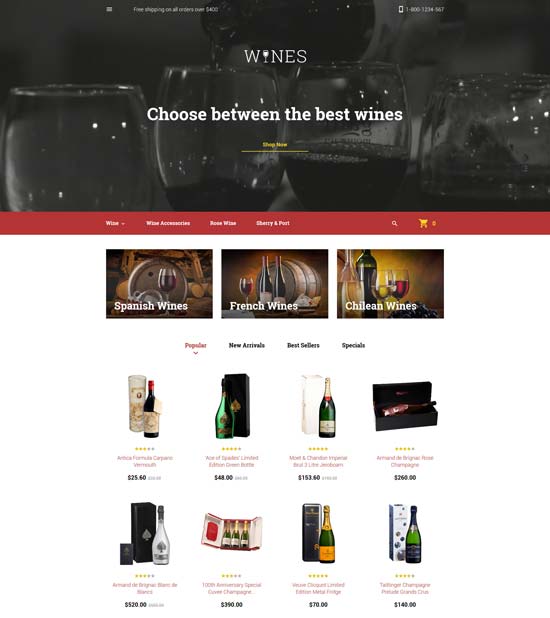 wines prestashop theme