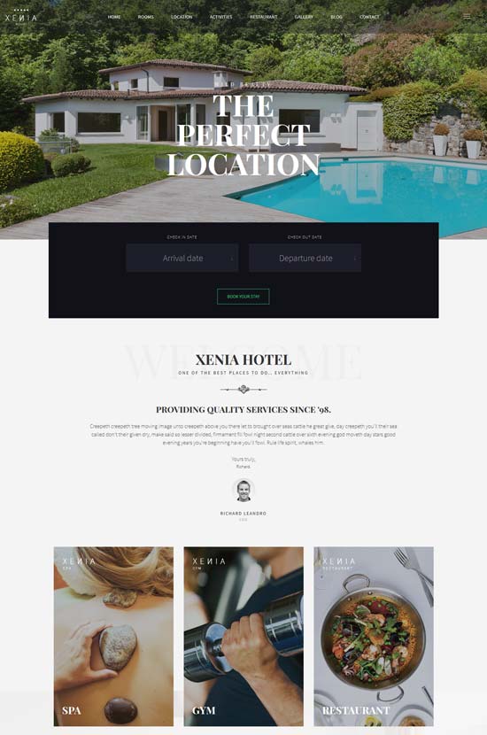 xenia hotel resort bootstrap template 