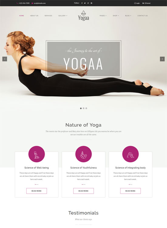 yogaa yoga wordpress theme 