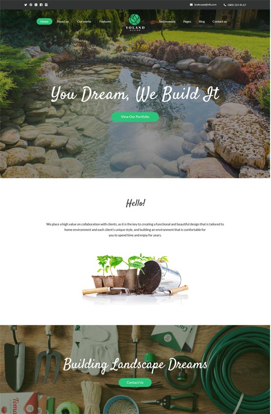 yoland landscape design garden wordpress theme