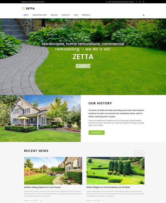 zetta garden landscape wordpress theme