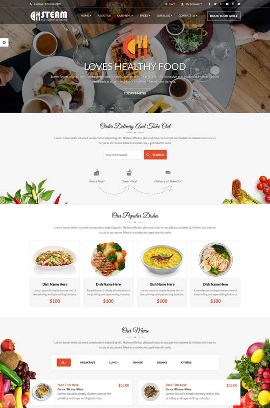spice steam food drinks html template