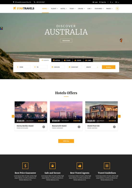 star travel booking html template