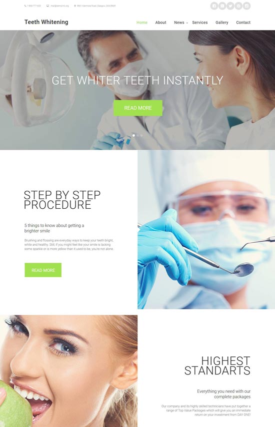 teeth whitening website template