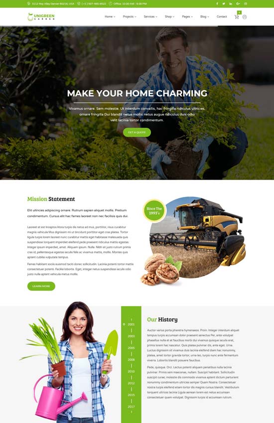 unigreen agriculture html template