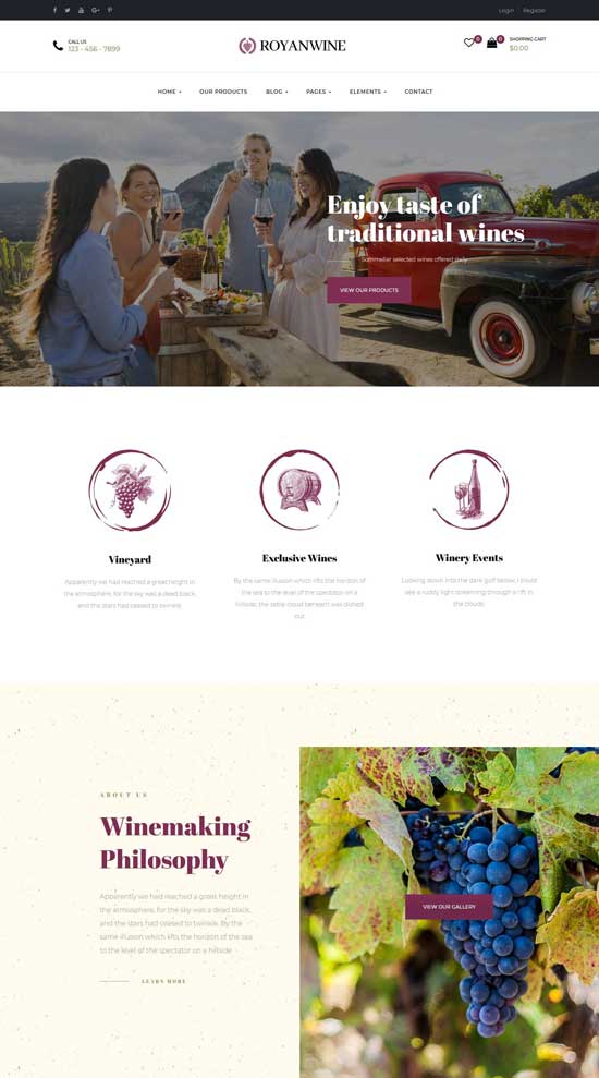 vineyard winery wordpress theme