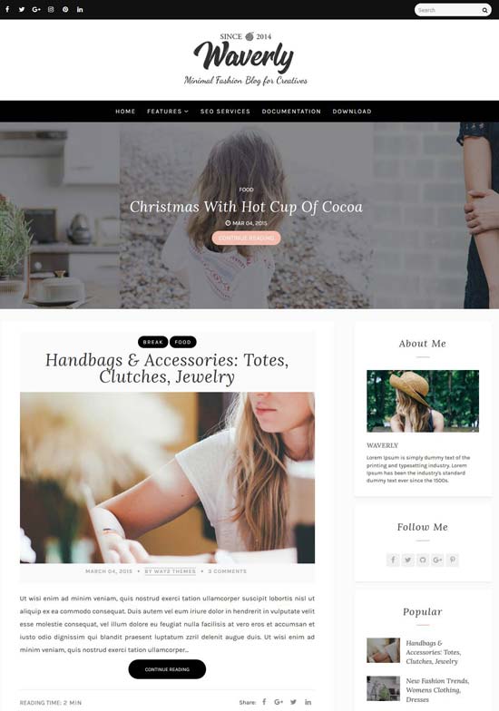 waverly personal blogger template