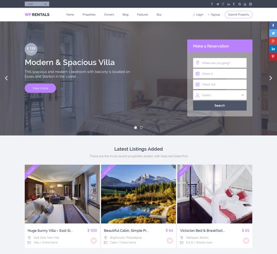 WP Rentals - Booking Accommodation WordPress Theme 