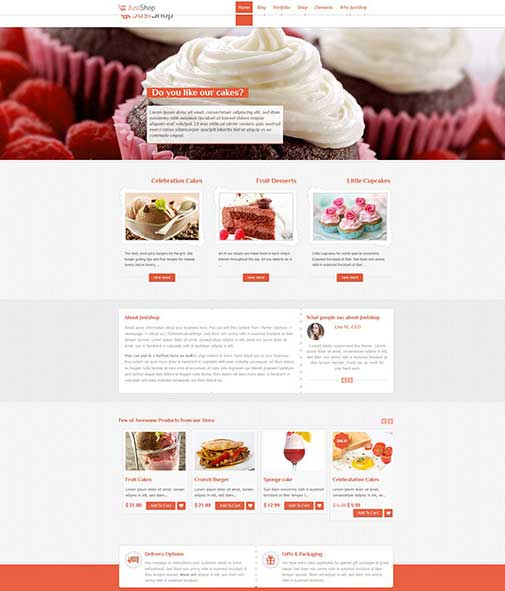 Cake Bakery WordPress Theme - Justshop